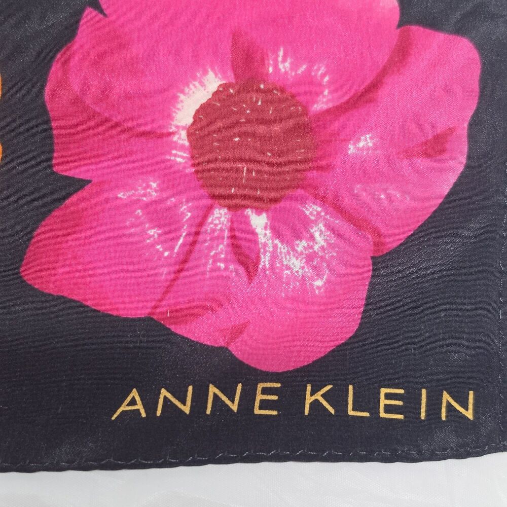 Anne Klein Collection XIIX Women's Silk Square Scarf Multicolor Hibiscus 21x21" - Picture 3 of 7